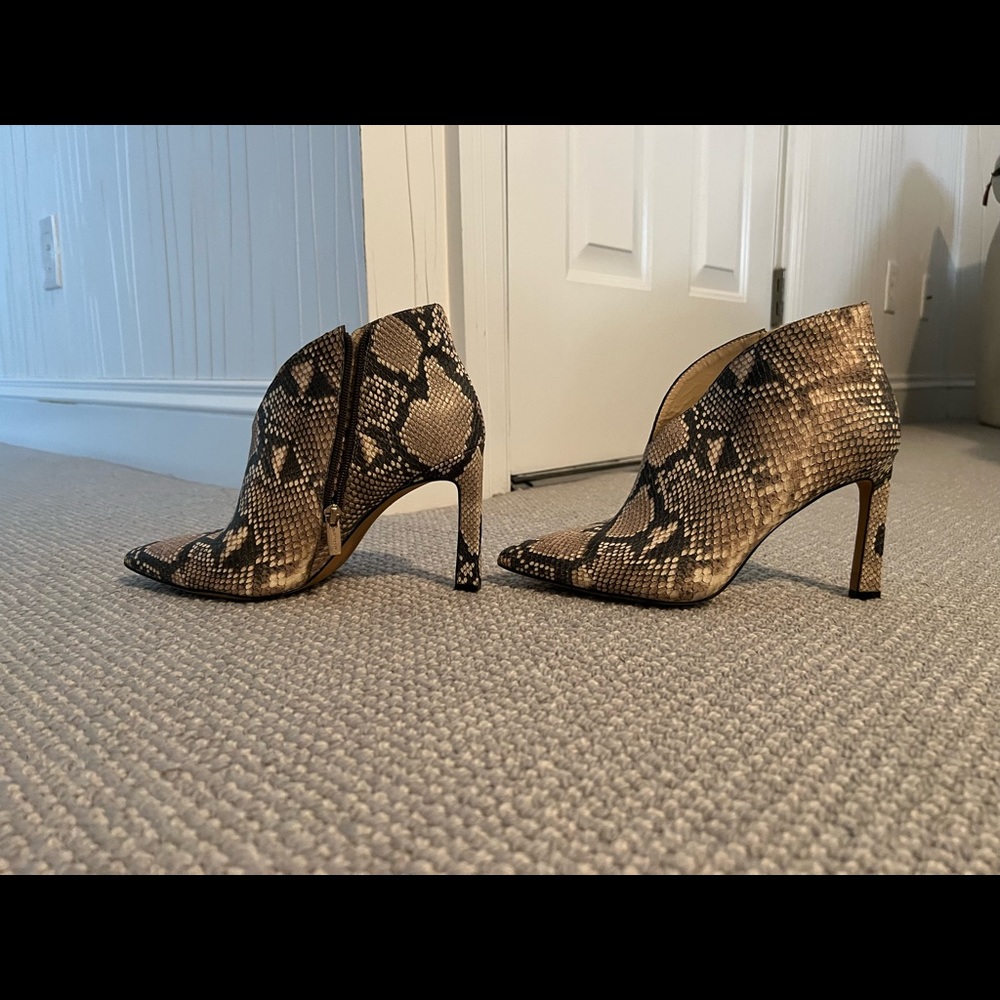 Vince Camuto snakeskin booties